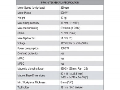 Magnetinės gręžimo staklės PRO 36 920W/230V 4
