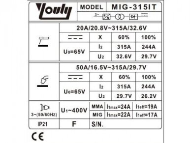 Daugiafunkcinis inverterinis suvirinimo pusautomatis  (IGBT) MIG/MAG/MMA MIG-315IT 2