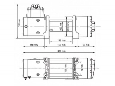 Elektrinė gervė 12V 4500LBS/2040KG (Sintetinis lynas) 2