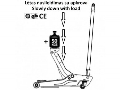 Hidraulinis keltuvas su ratukais 2t 3