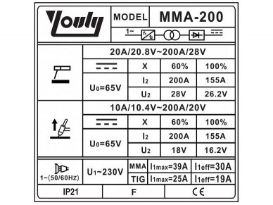 Inverterinis suvirinimo aparatas (IGBT) MMA/TIG MMA-200 2