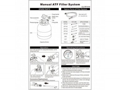Pavarų dėžės tepalo užpildymo įrenginys 3l su ATF adapterių rink. 3