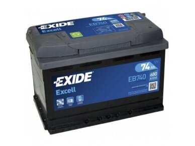 Exide excell 74Ah 680A 12V akumuliatorius